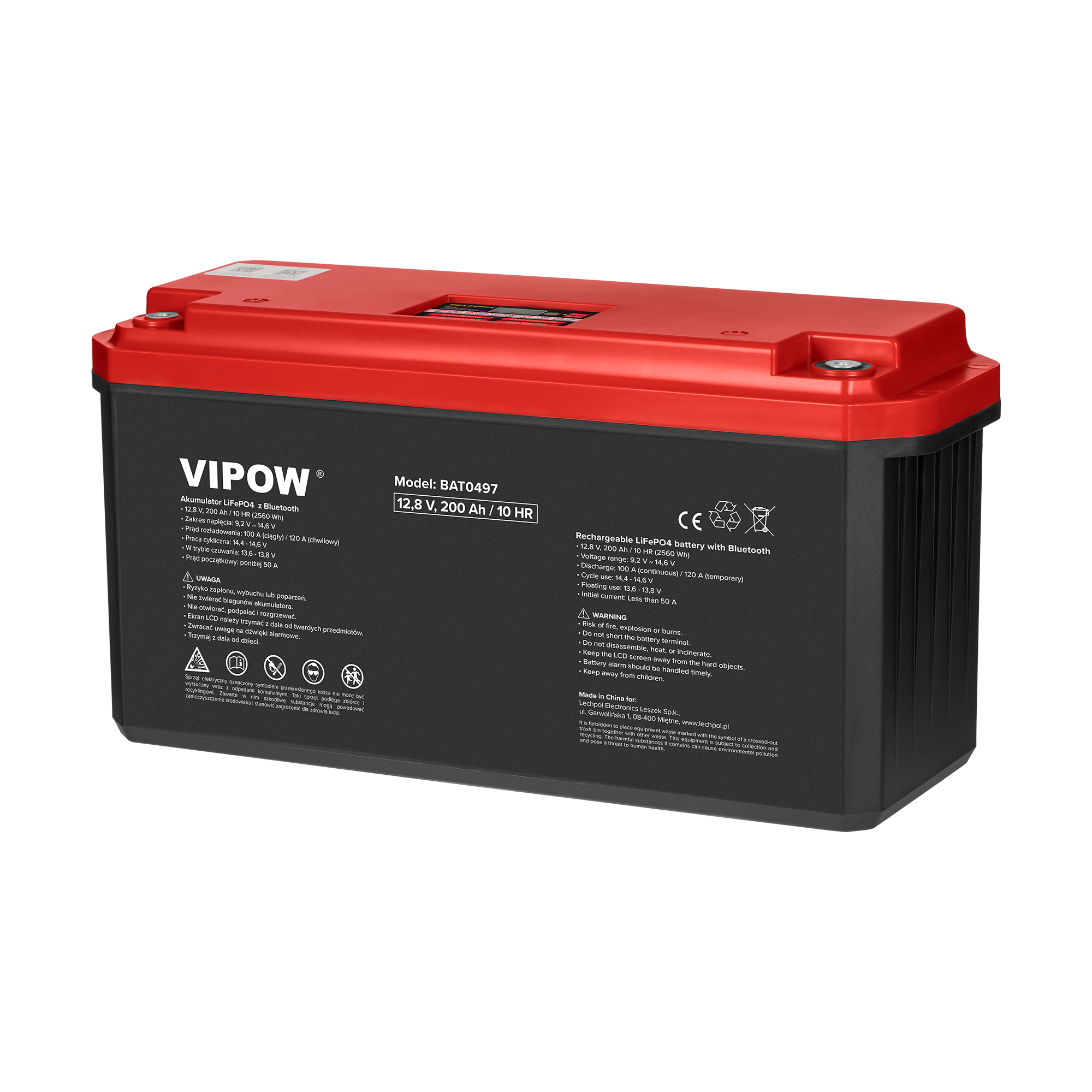 Vipow LiFePO4 gela akumulators ar Bluetooth