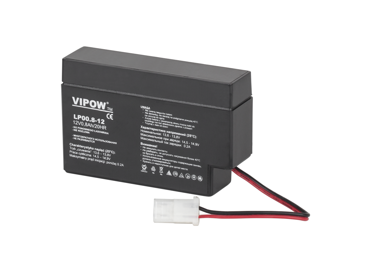 Gēla akumulators VIPOW, 12 V, 0,8 Ah