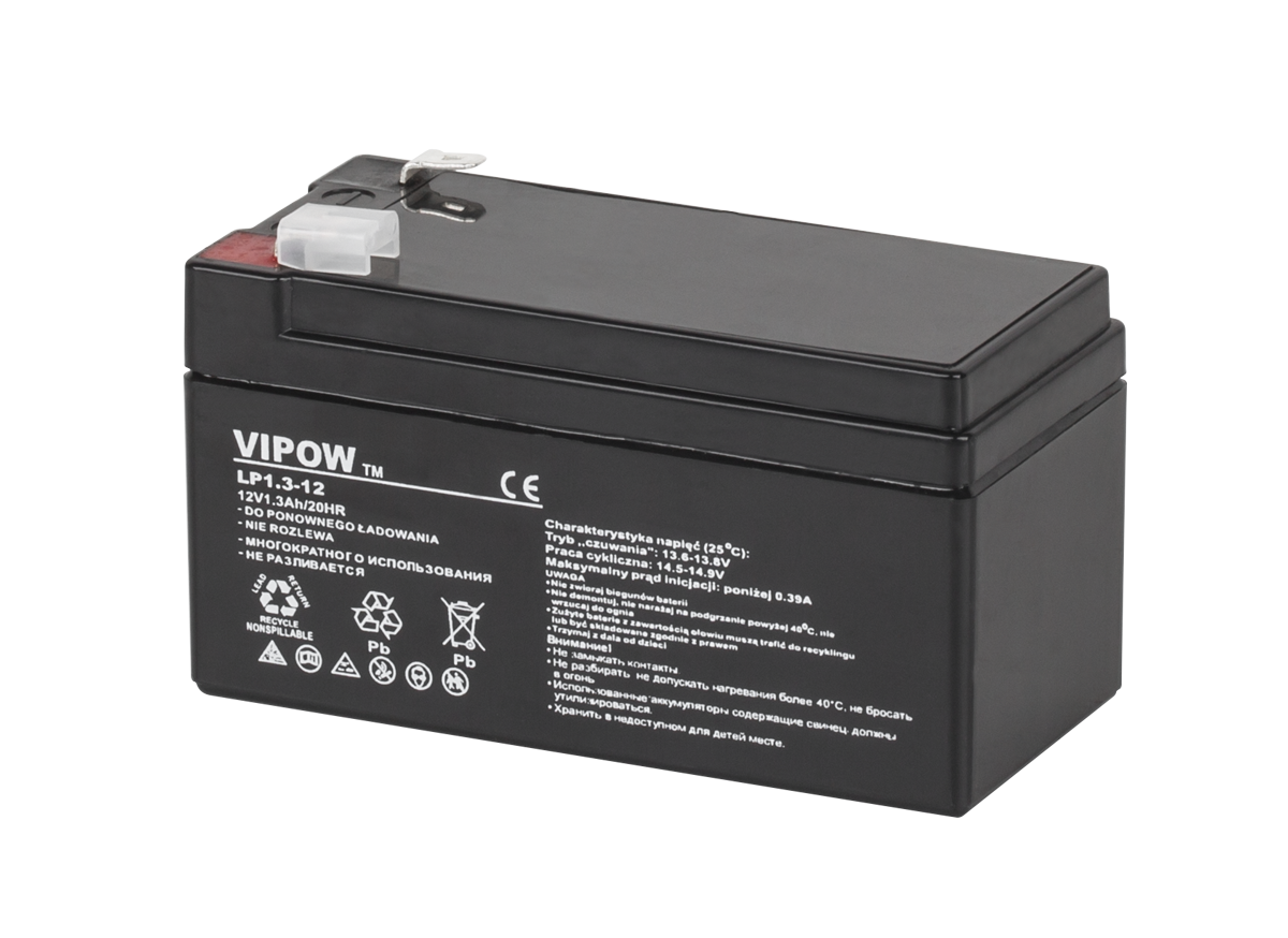 VIPOW gēla akumulators, 12 V, 1,3 Ah
