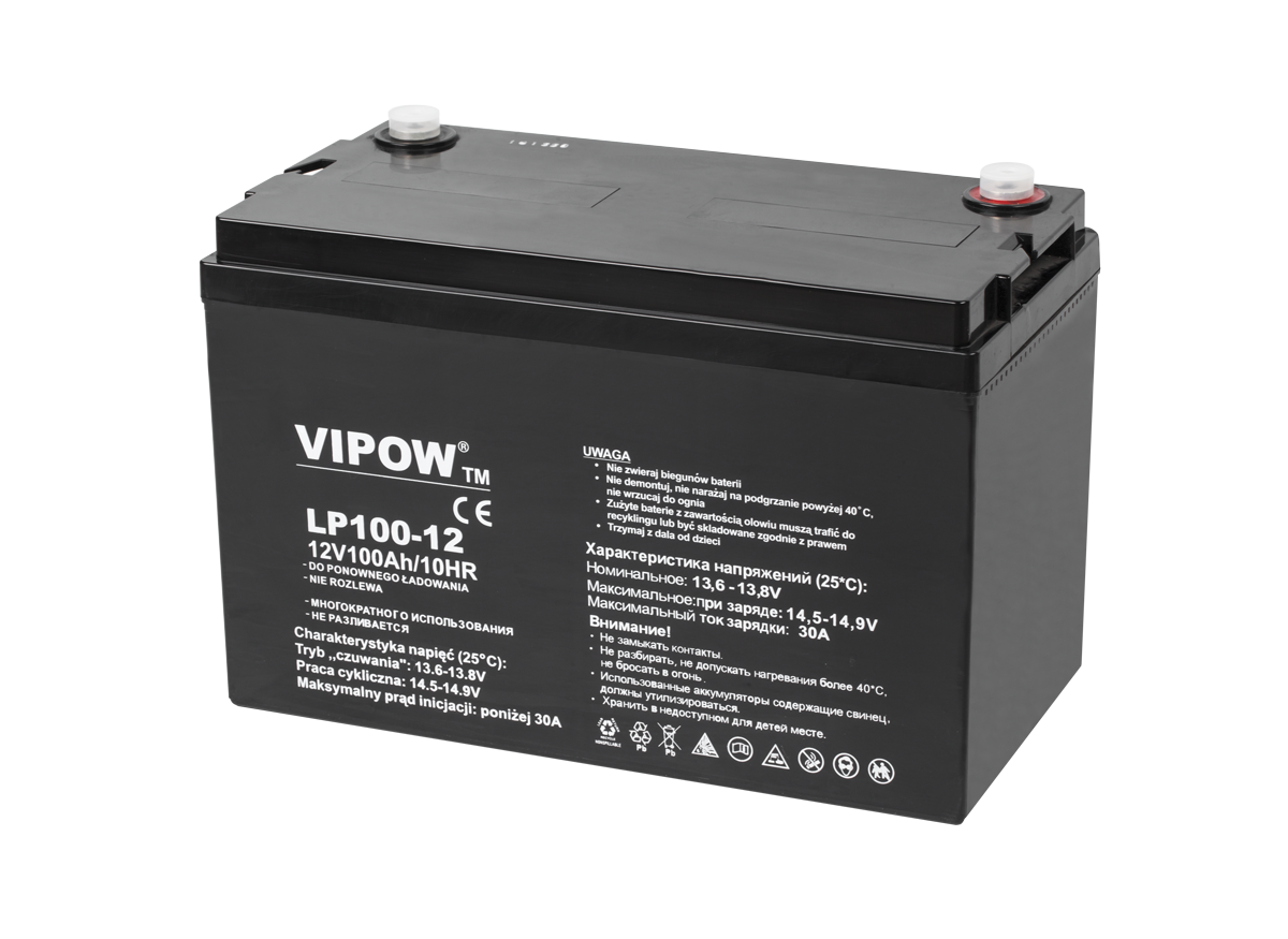 Gēla akumulators VIPOW, 12 V, 100 Ah