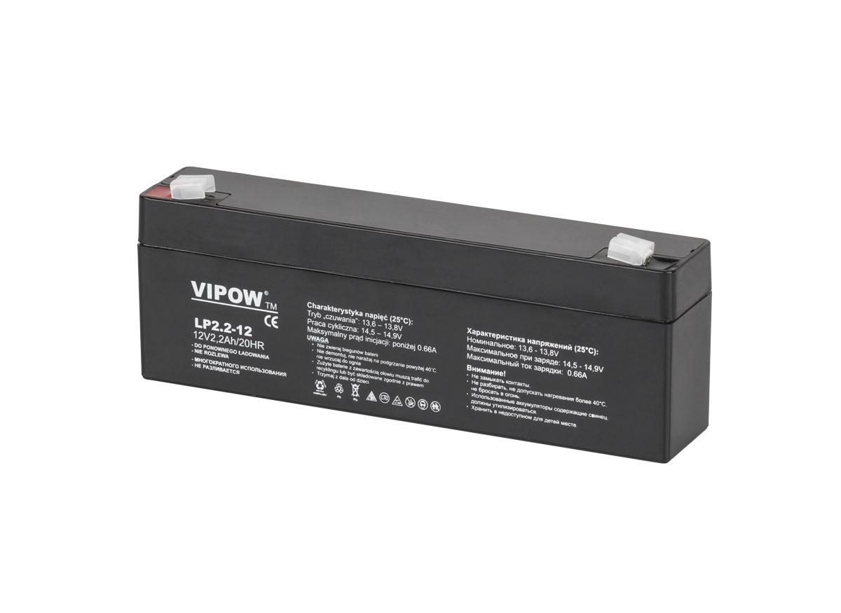 Gēla akumulators VIPOW, 12 V, 2,2 Ah