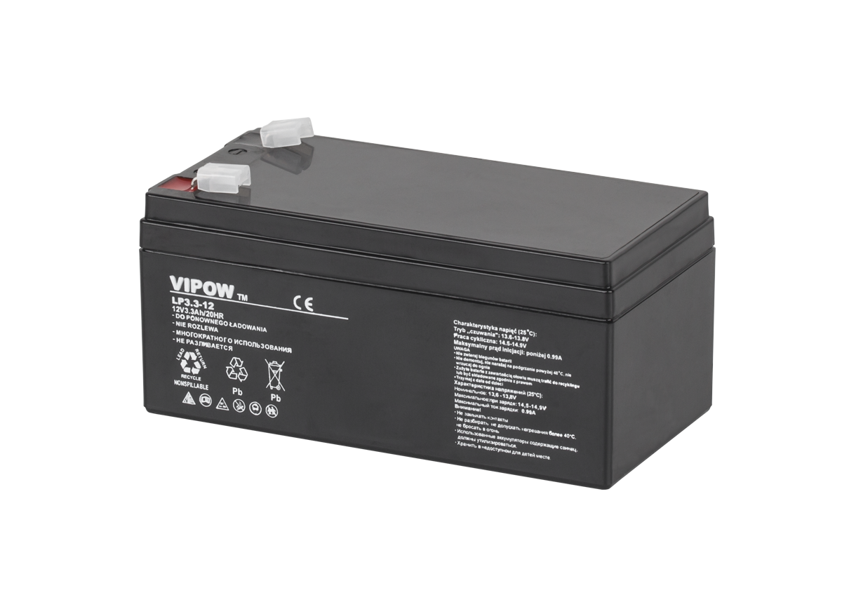 VIPOW gēla akumulators, 12 V, 3,3 Ah