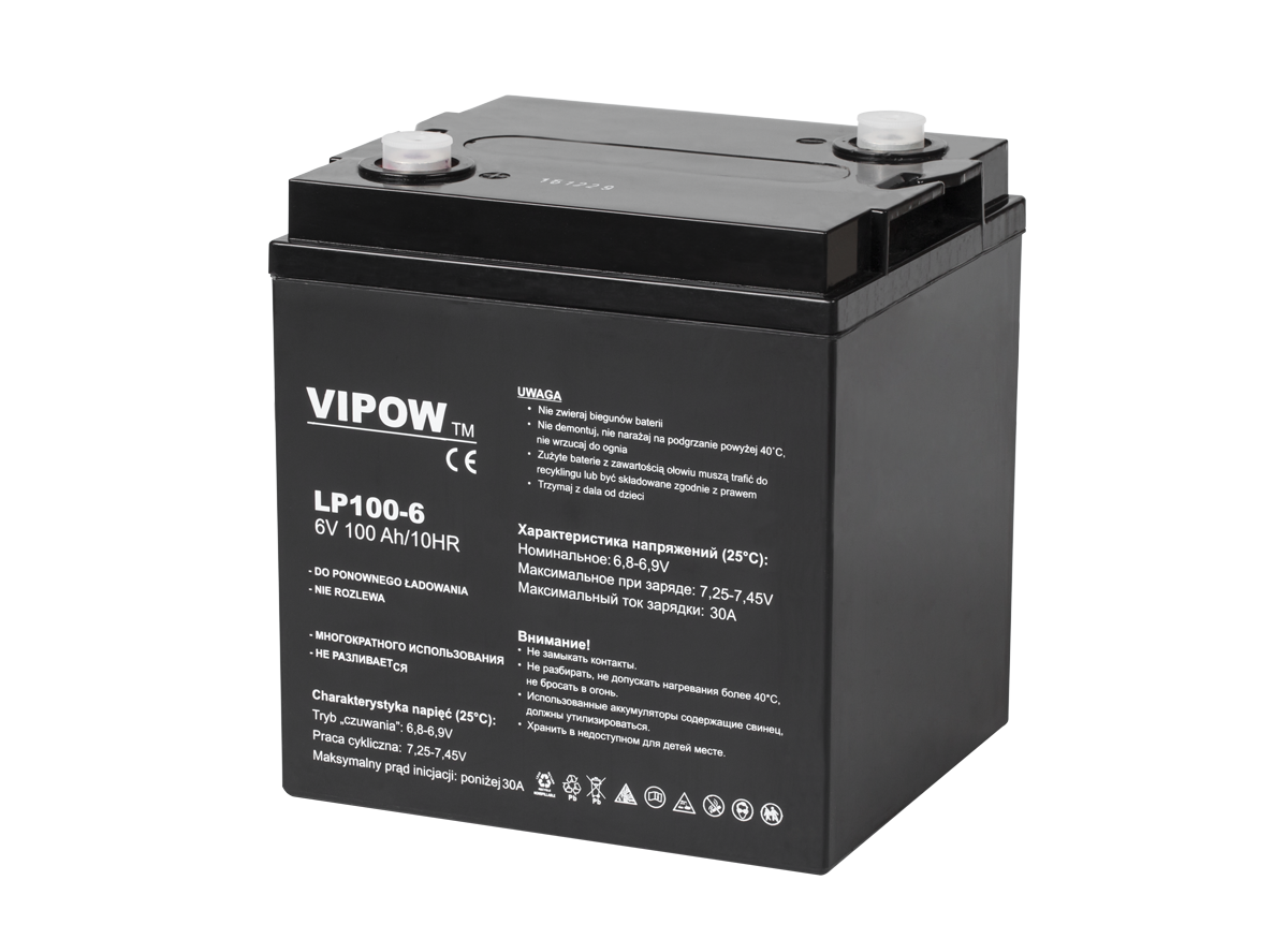 VIPOW 6 V 100 Ah gēla akumulators