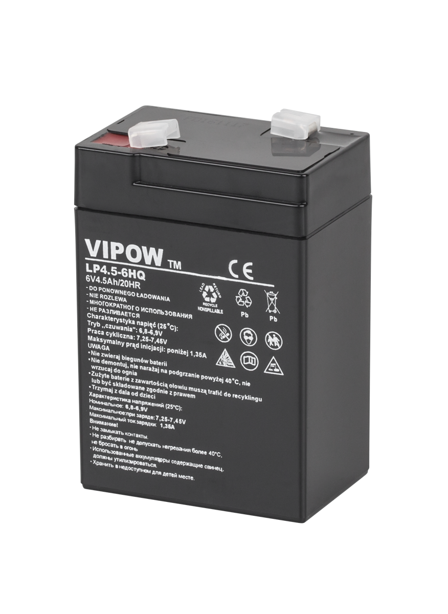 VIPOW HQ gēla akumulators, 6 V, 4,5 Ah