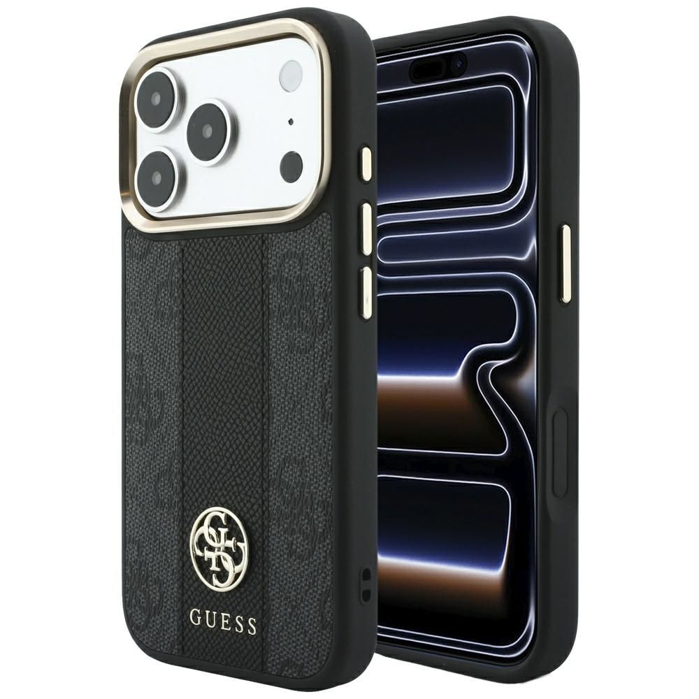 Maciņš IPHONE 18 Pro Max/17 Pro max saderīgs ar MagSafe (Stripe Round and Classic Logos 4G) (krāsa: melna)