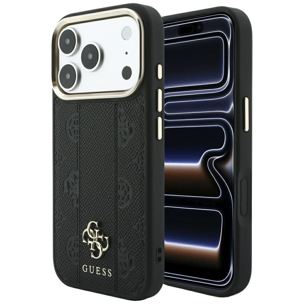 Maciņš IPHONE 18 Pro/17 Pro saderīgs ar MagSafe (Stripe Peony 4G Logo) (krāsa: melna)