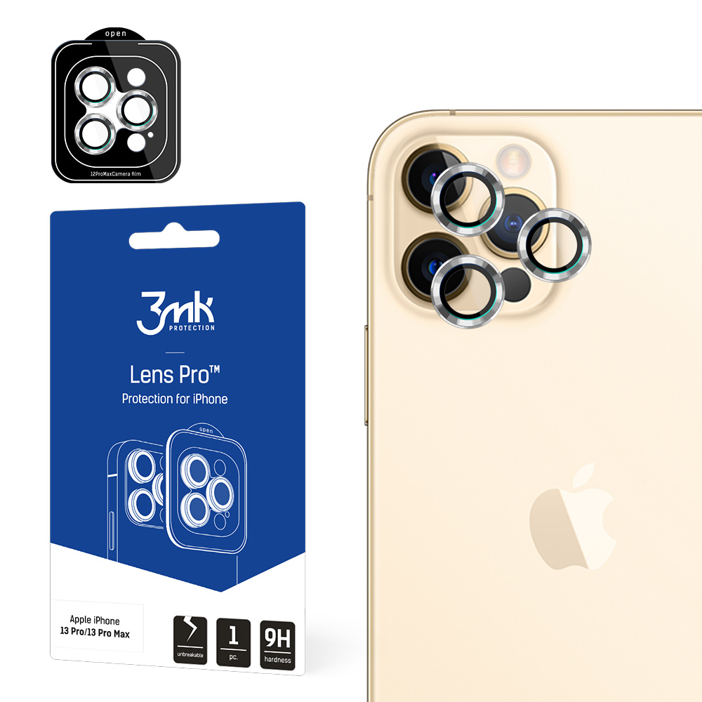3MK Lēcu aizsardzība Pro iPhone 12 Pro Max Kameras lēcas aizsardzība ar montāžas rāmi 1 gab.