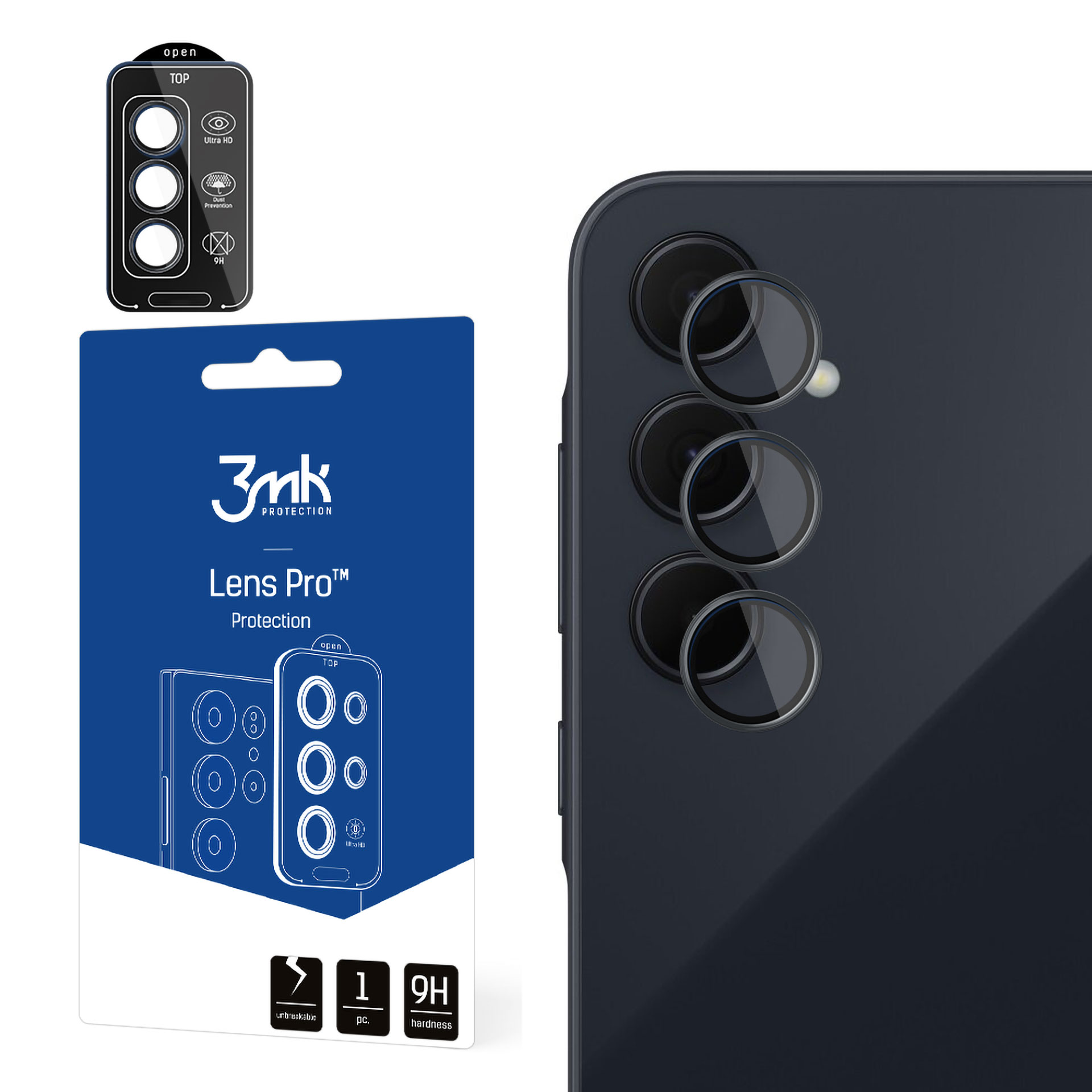 3mk Lens Protection Pro Melns kameras vāciņš Samsung Galaxy A55 5G - ar melnu rāmi