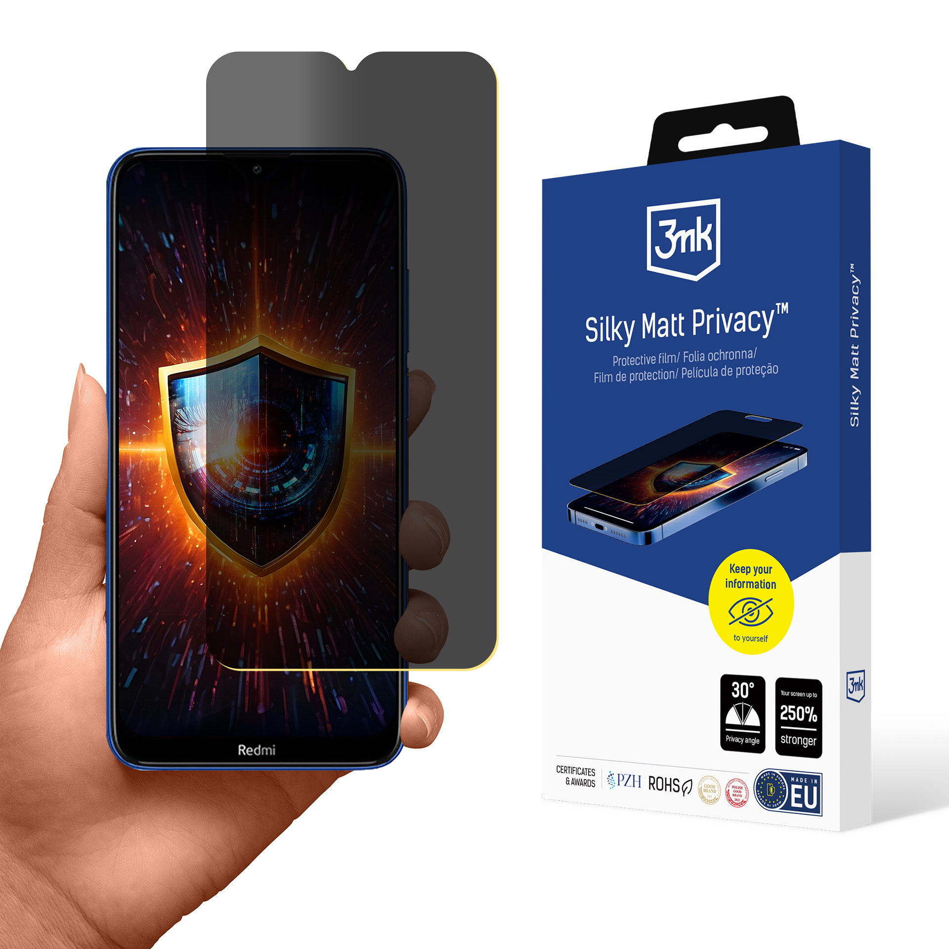3mk Silky Matt Privacy – privātuma ekrāna aizsargs modelim Xiaomi Redmi 8