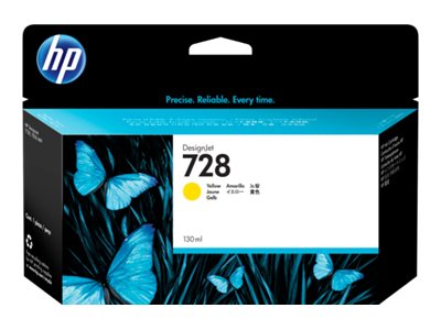 Oriģinālā HP 728 DesignJet tintes kasetne (F9J65A), dzeltena, 130 ml