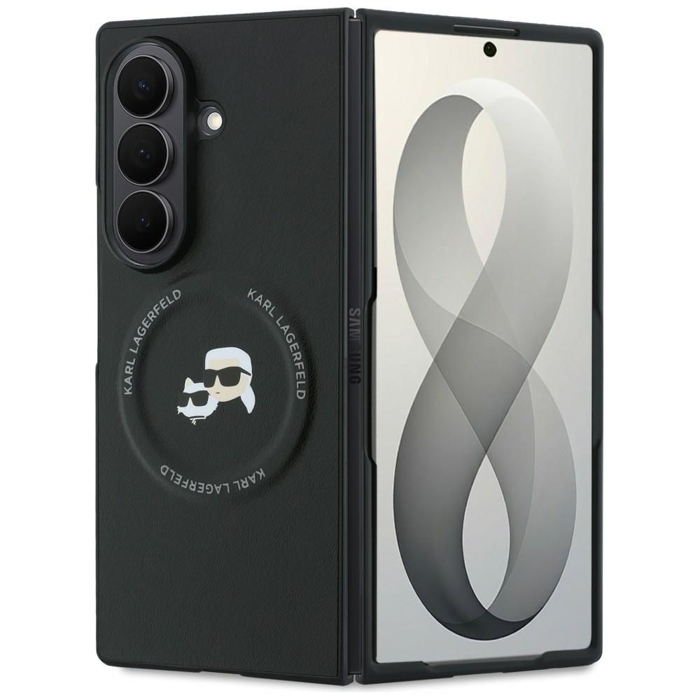 Melns Karl Lagerfeld Karl & Choupette Pins MagSafe vāciņš Samsung Galaxy Z Fold8 Ultra tālrunim