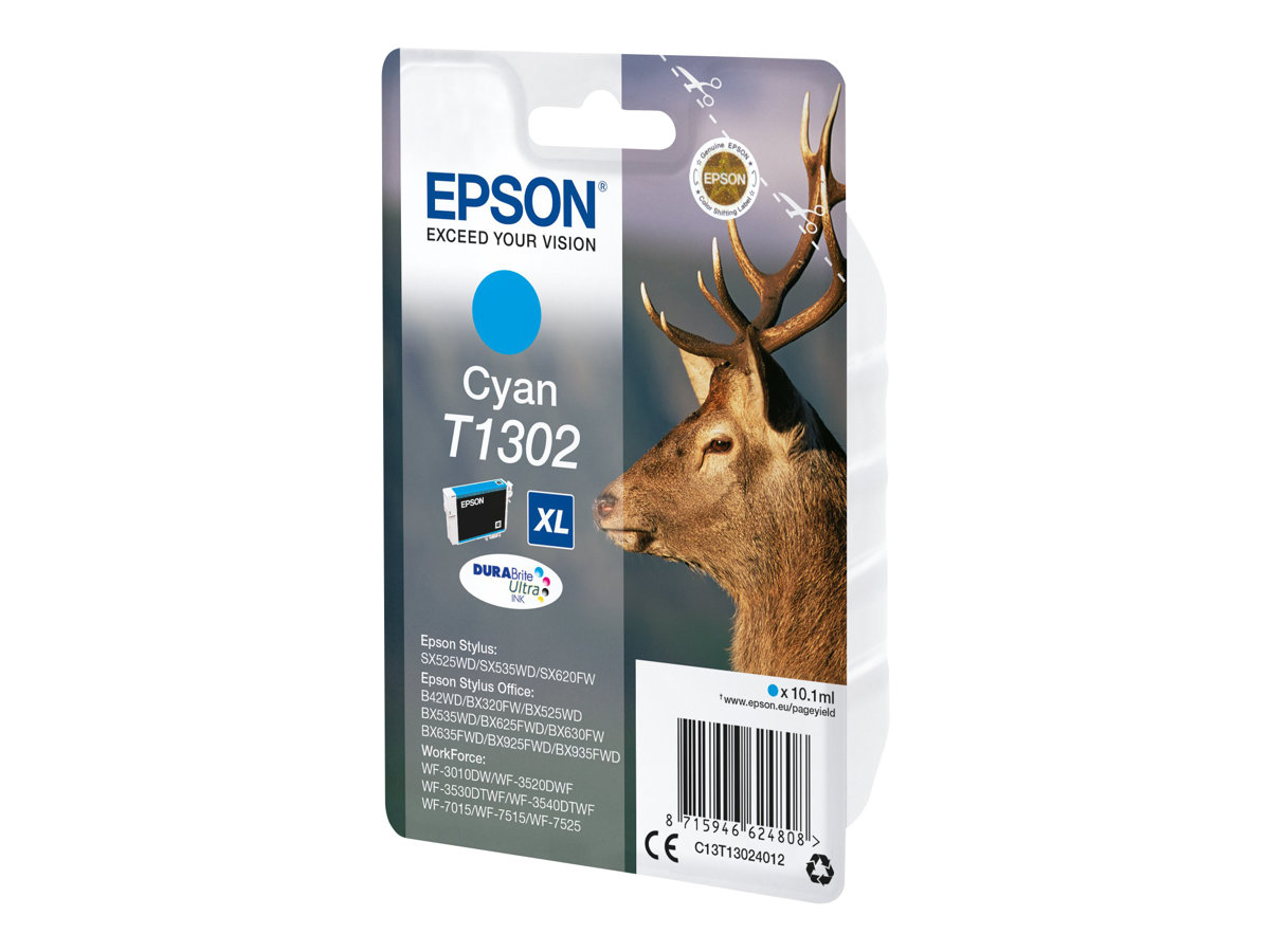 Epson T1302 DURABrite Ultra extra-high-capacity tintes kasetne, ciāna, 10.1 ml