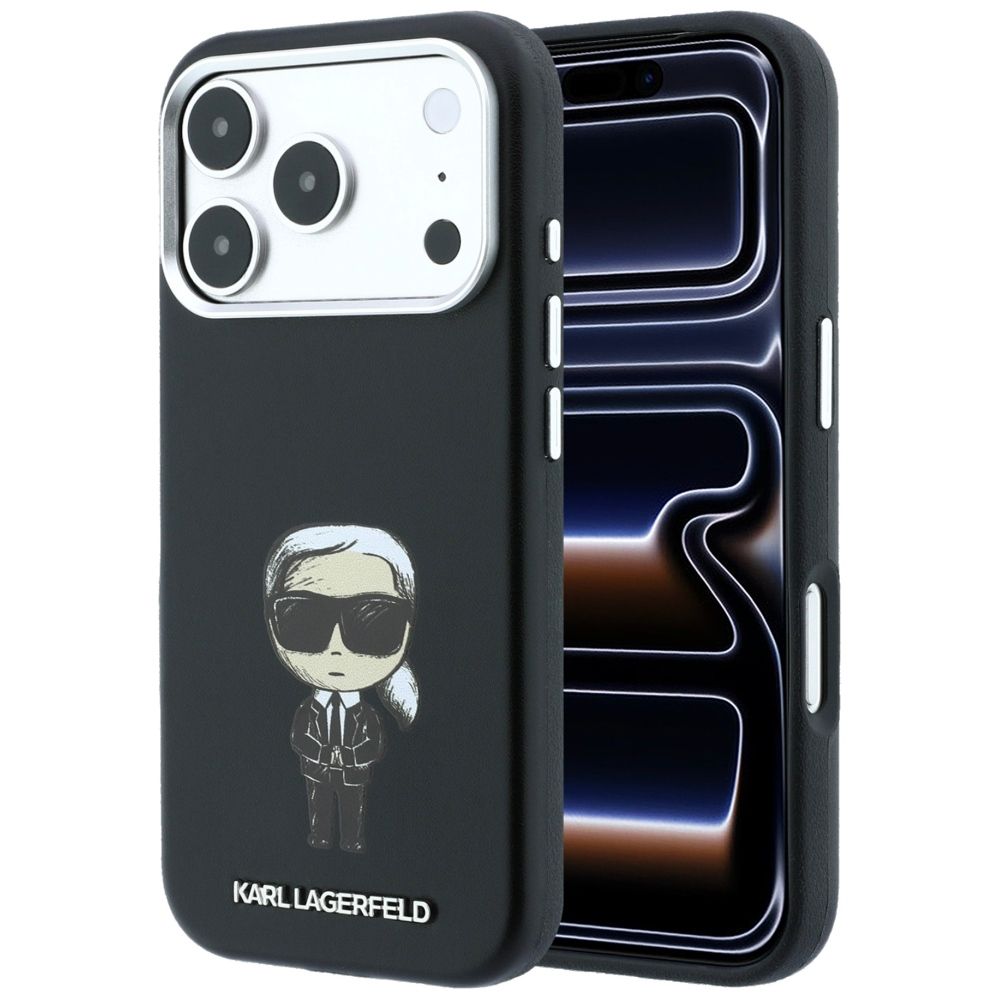KARL LAGERFELD maciņš IPHONE 18 Pro/ 17 Pro saderīgs ar MagSafe (Smooth Ikonik Sketch) (krāsa: melna)