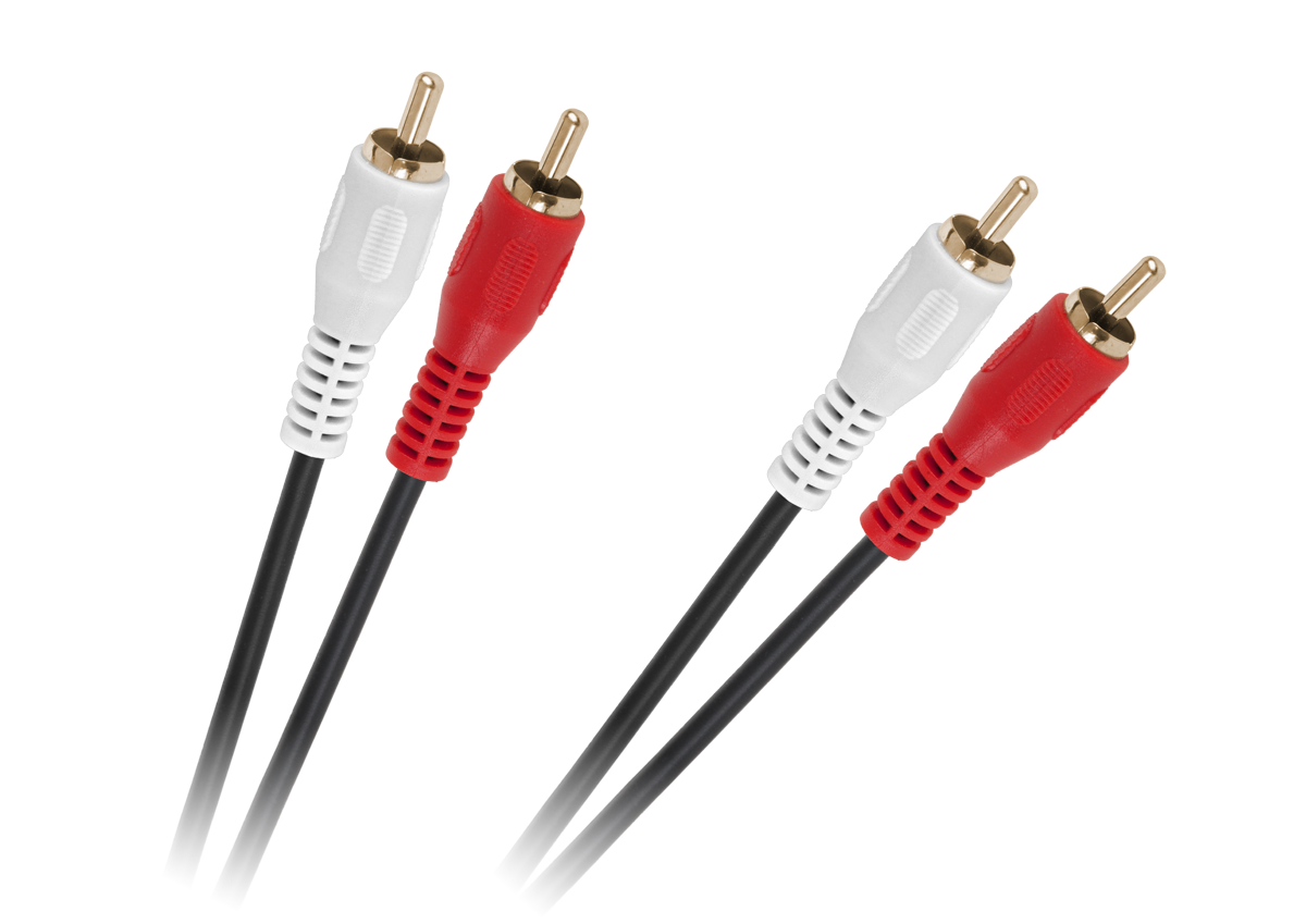 2 RCA–2 RCA kabelis, 1,5 m, melns, 4 mm