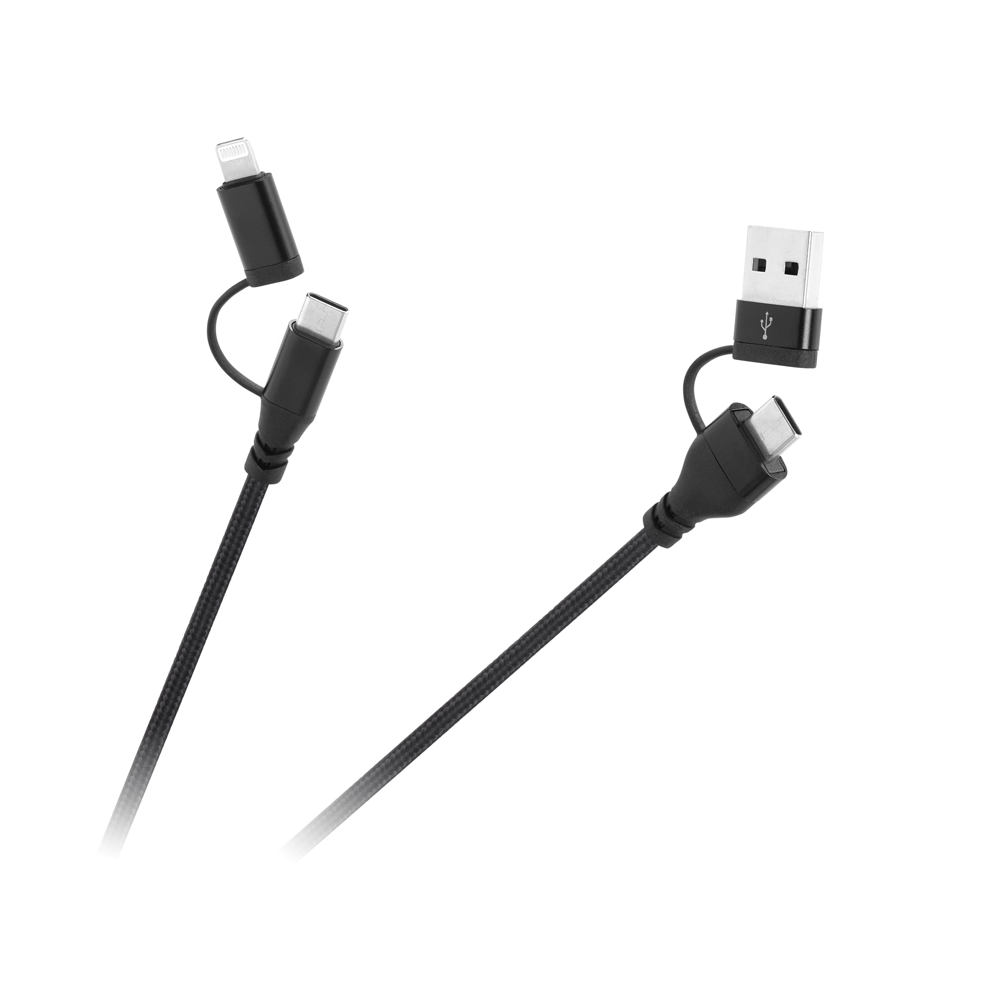 USB-A/USB-C–USB-C/Lightning kabelis 4 vienā, 1 m