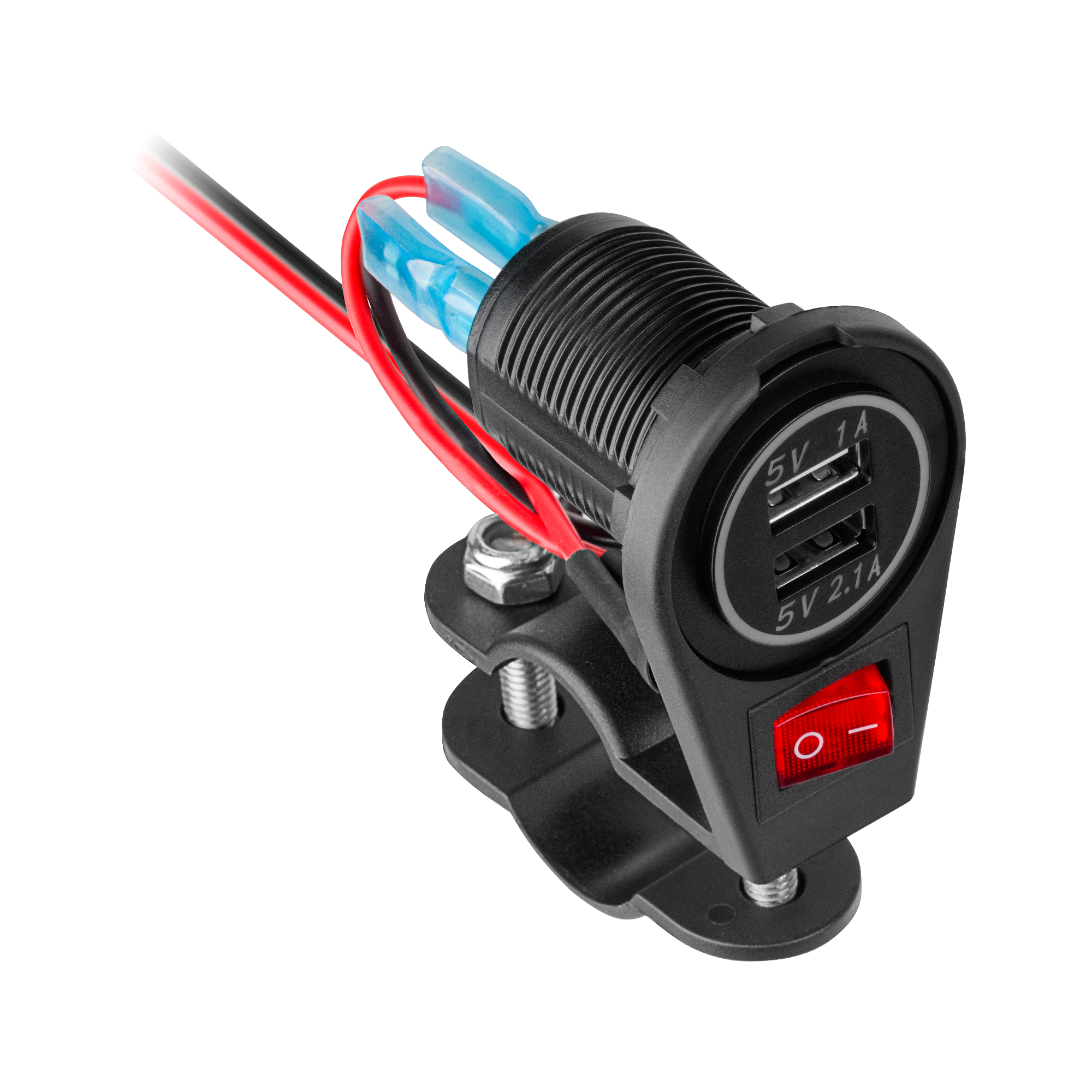 Motocikla lādētājs ar 2 USB portiem, 3100 mA