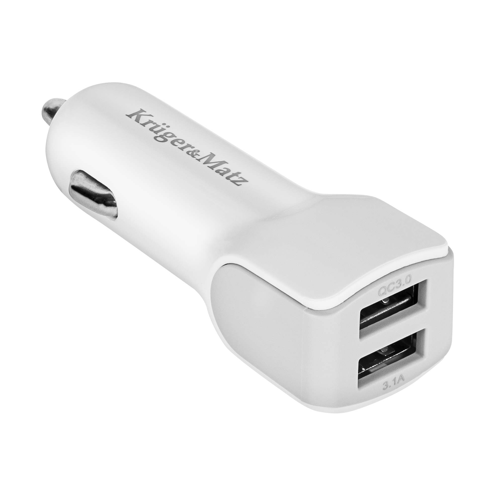 Kruger&Matz automašīnas lādētājs ar 2 USB pieslēgvietām, 3000 mA, Quick Charge 3.0