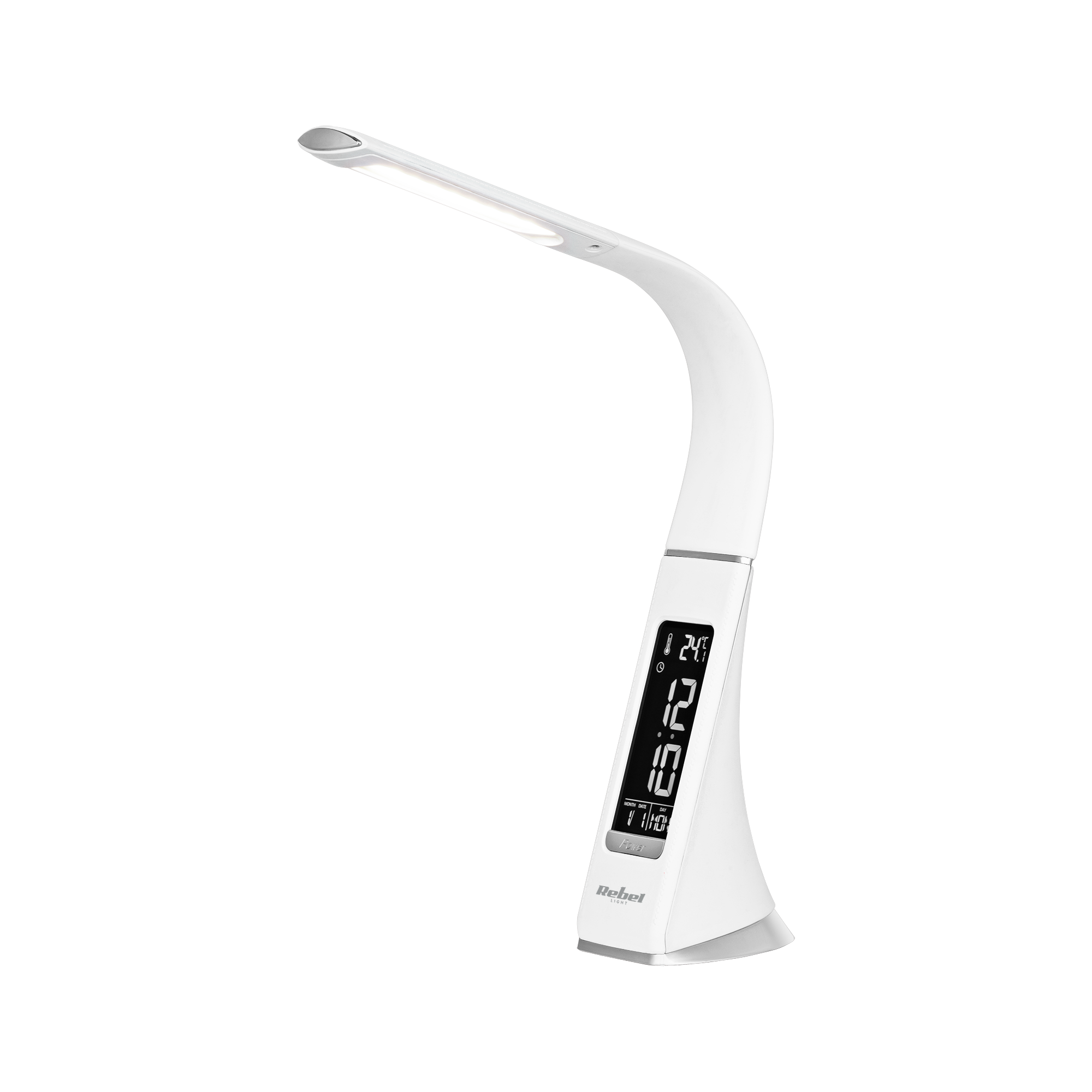 REBEL LED galda lampa ar pulksteni, kalendāru un temperatūras rādījumu