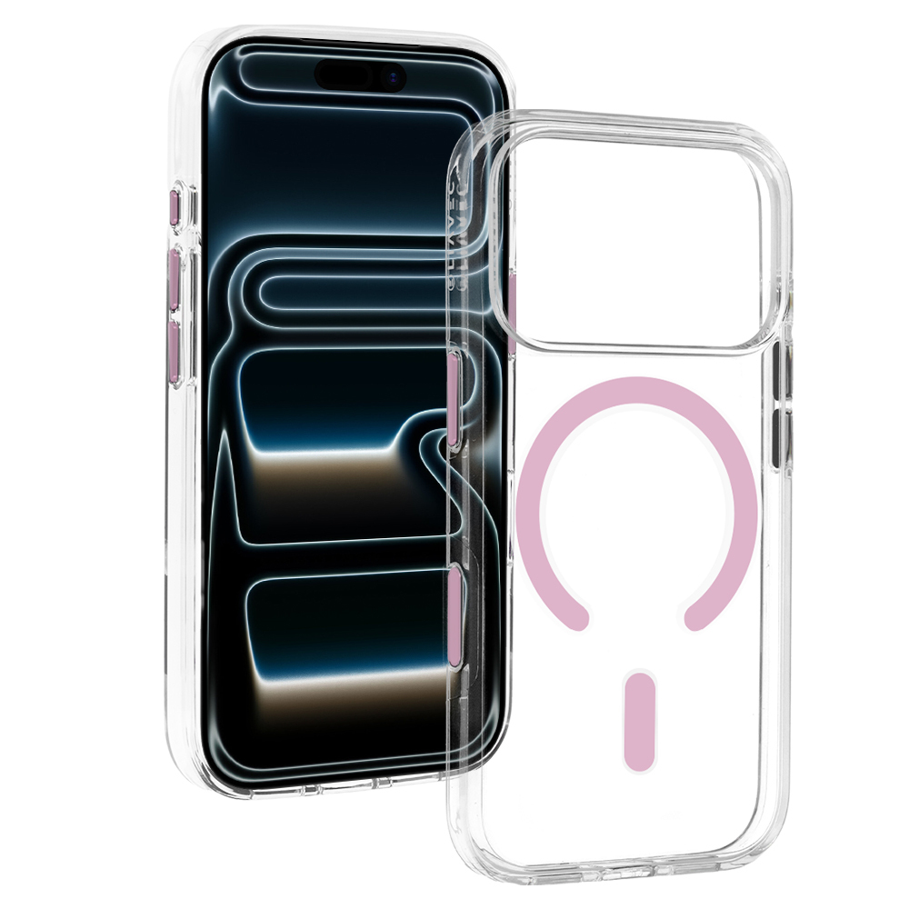 Liavec Pure vāciņš ar kameras vadības pogu, paredzēts iPhone 18 Pro Max/17 Pro Max, rozā