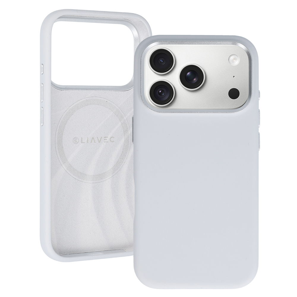Liavec Silky vāciņš ar metāla kameras ietvaru, paredzēts iPhone 18 Pro Max/17 Pro Max, pelēks