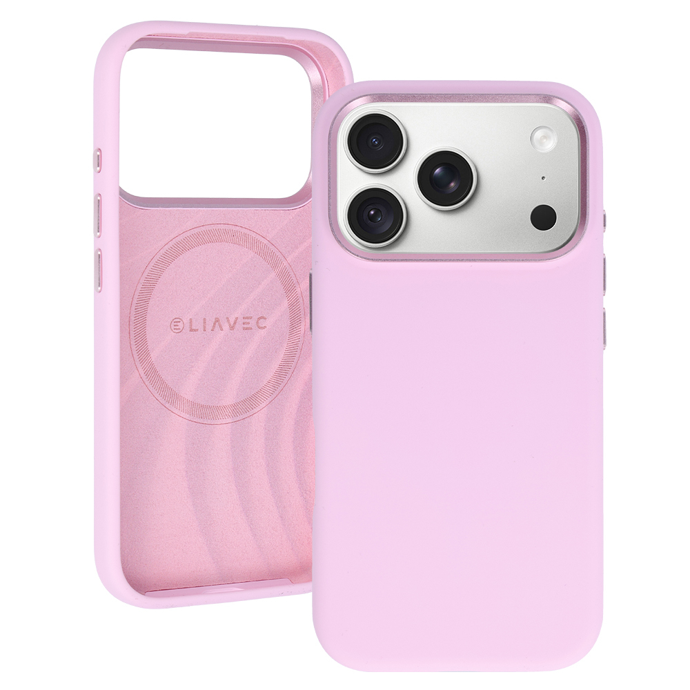 Liavec Silky vāciņš ar metāla kameras ietvaru, paredzēts iPhone 18 Pro Max/17 Pro Max, rozā
