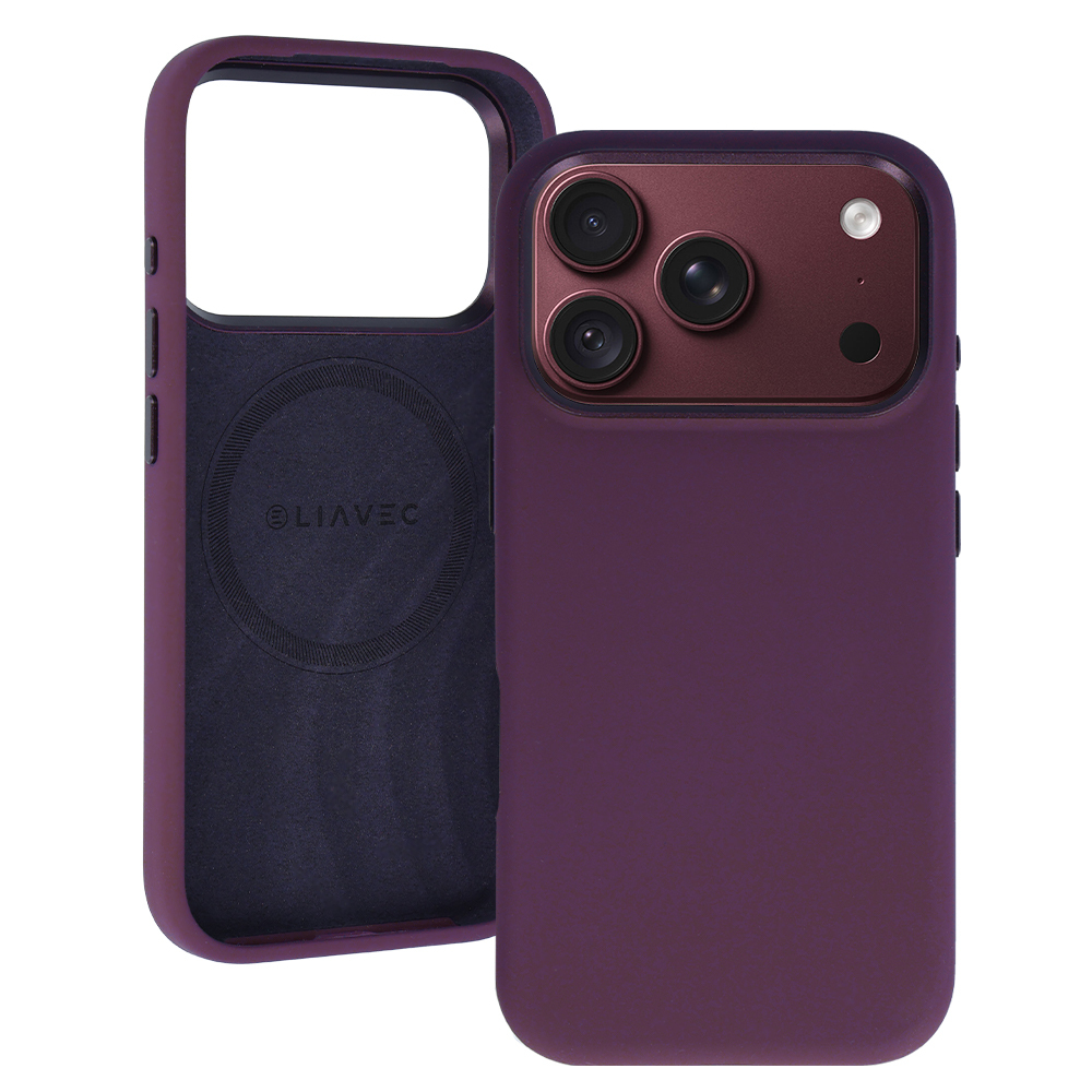 Liavec Silky vāciņš ar metāla kameras ietvaru, paredzēts iPhone 18 Pro Max/17 Pro Max, violets