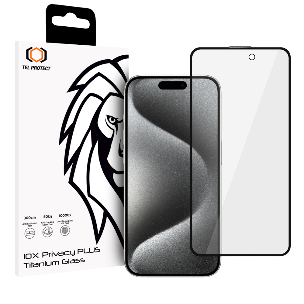 Tel Protect 10X Privacy Titanium rūdītais privātuma aizsargstikls Apple iPhone 16 Pro / iPhone 17