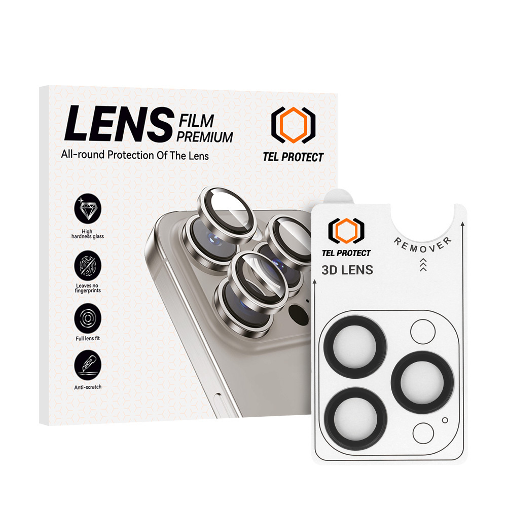 Tel Protect 3D Lens melnie rūdītie aizsargstikli Apple iPhone 18 Pro / 18 Pro Max kameras lēcām (3 gab.)