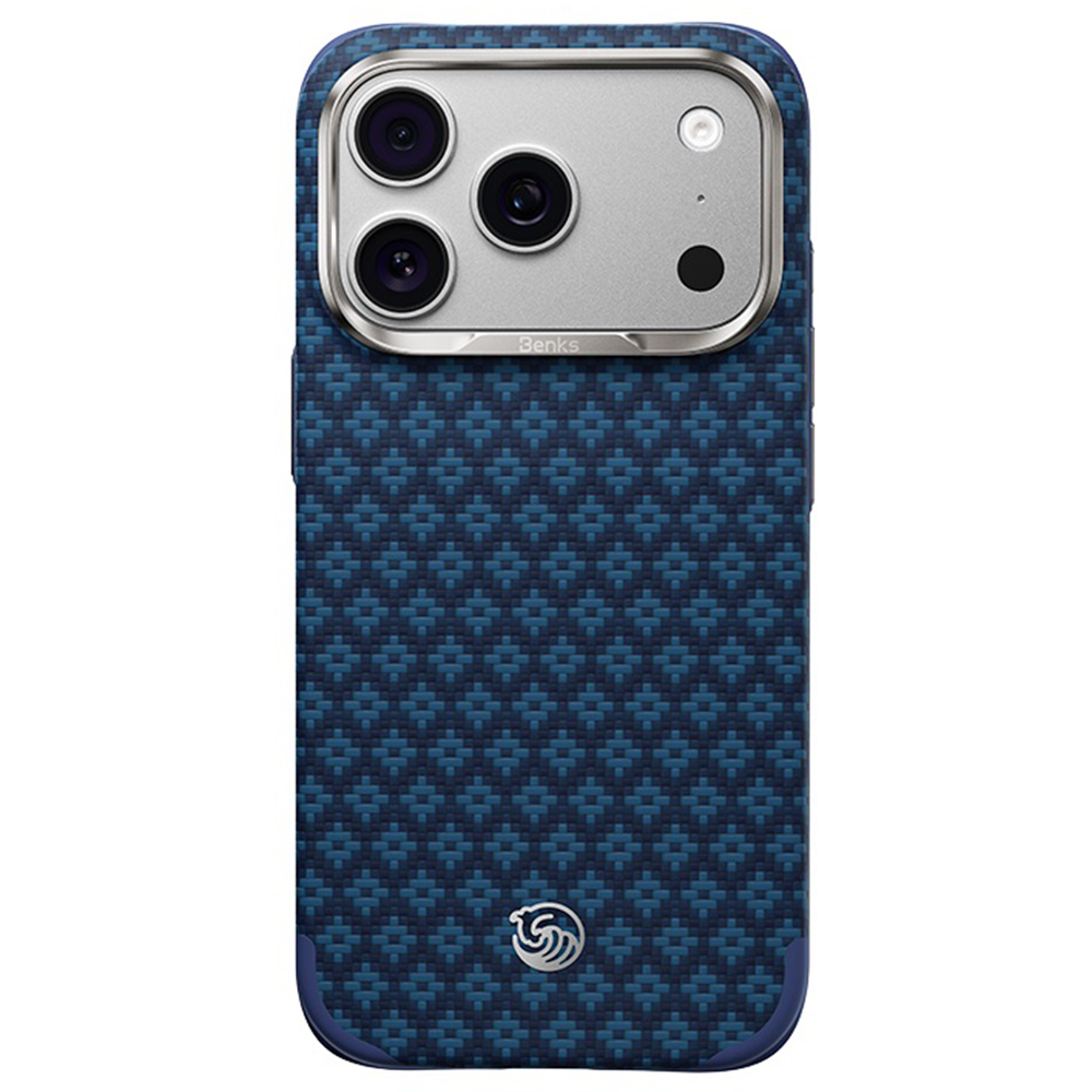 Zils Benks Magnetic Armor Grid Edge X9 kevlara vāciņš ar metāla rāmi (C.K.FL.AP.BE.X073), paredzēts iPhone 18 Pro Max / iPhone 17 Pro Max