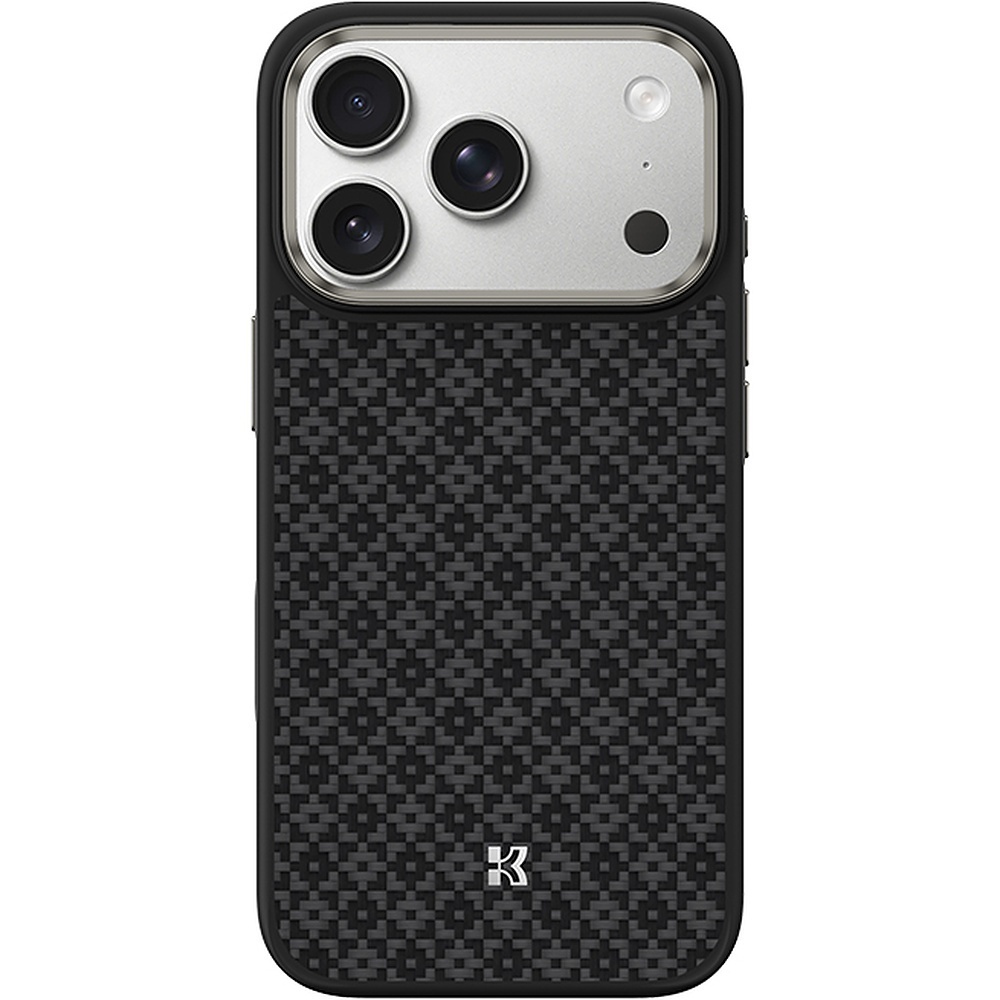 Melns Benks Magnetic Armor Pro Armor Grid 600D kevlara vāciņš ar metāla rāmi (C.K.FL.AP.BK.B072), paredzēts iPhone 18 Pro / iPhone 17 Pro ar Camera Control pogu