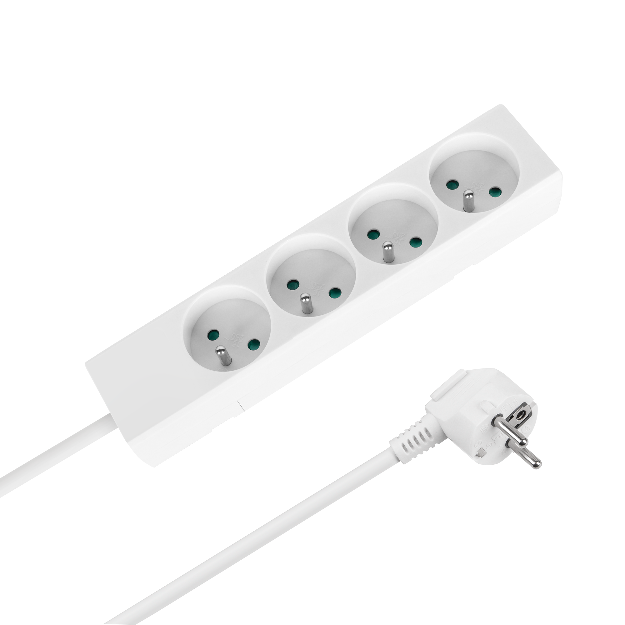 Rebel franču tipa pagarinātājs, 4 ligzdas, 3 m, bez slēdža, 3 x 1,5 mm, balts