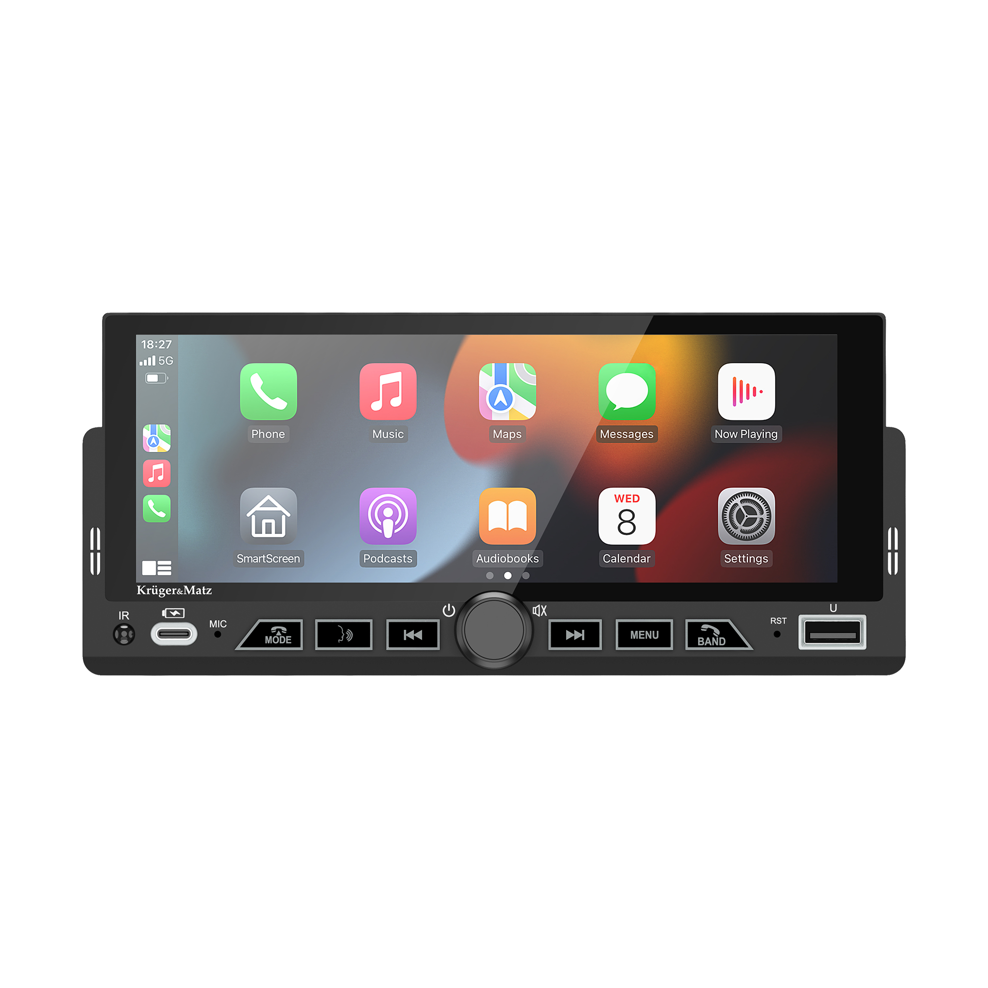 Krüger&Matz KM2017 – 1-DIN automašīnas radio ar CarPlay un Android Auto