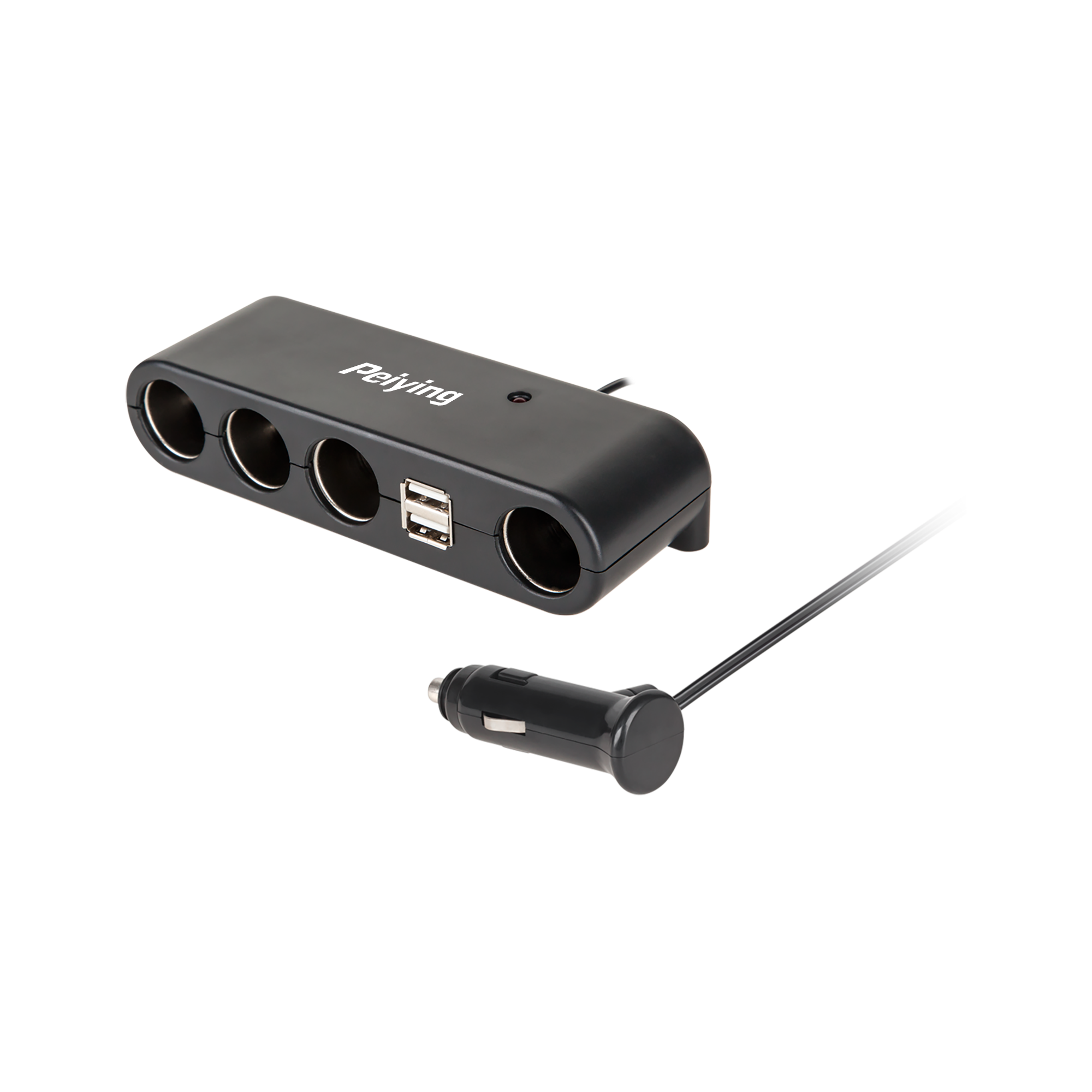 4 ligzdu automašīnas piesmēķētāja sadalītājs ar kabeli un USB
