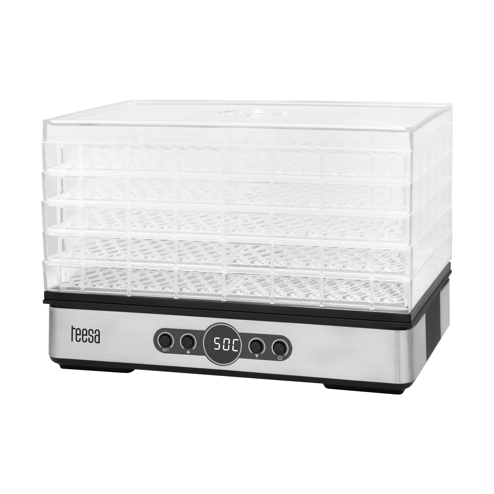 TEESA sēņu, dārzeņu un augļu žāvētājs, 400 W, 5 paplātes, displejs, gaisa cirkulācija