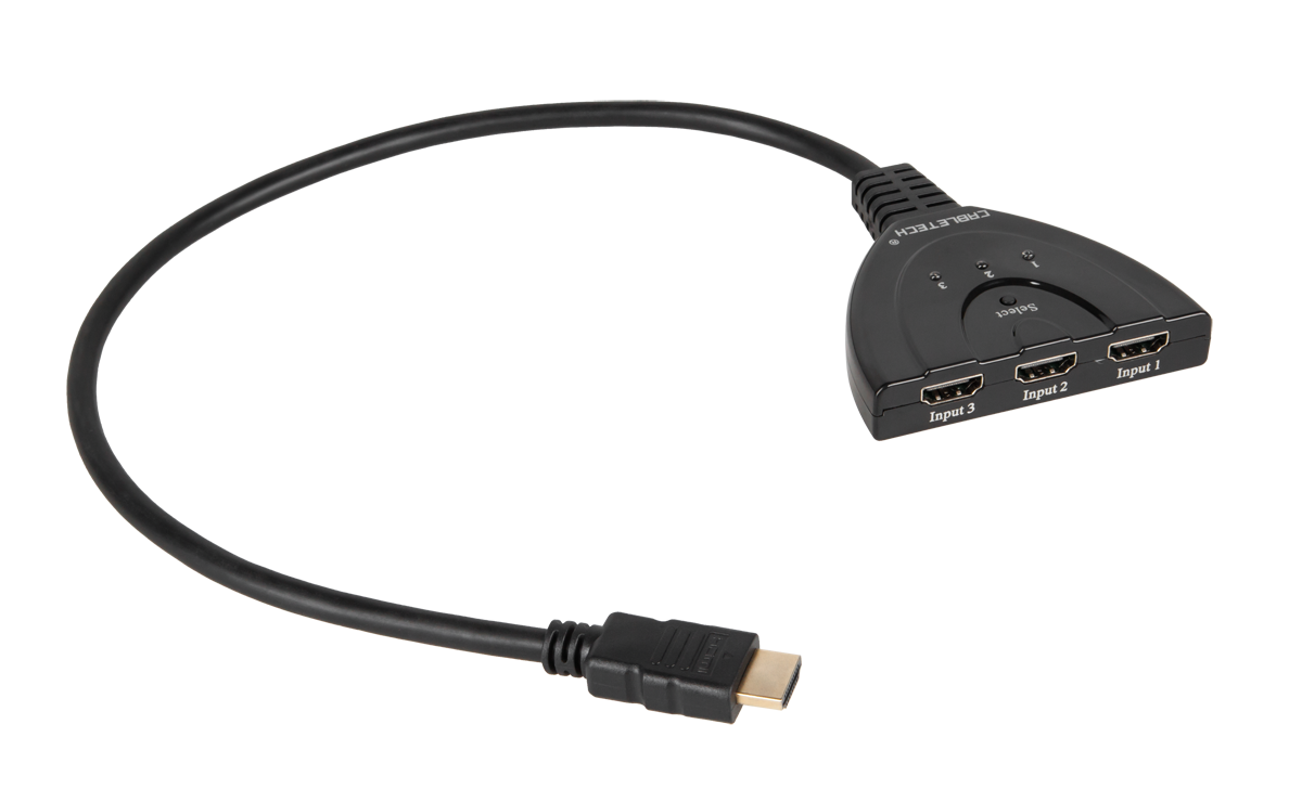 HDMI pārslēdzējs ar kabeli, 2 ieejas / 1 izeja