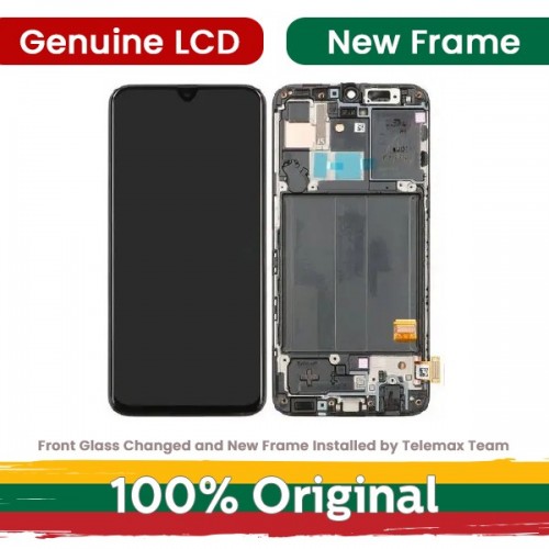 Samsung A405 Galaxy A40 (2019) LCD ekrāns ar rāmi, melns, Telemax atjaunots