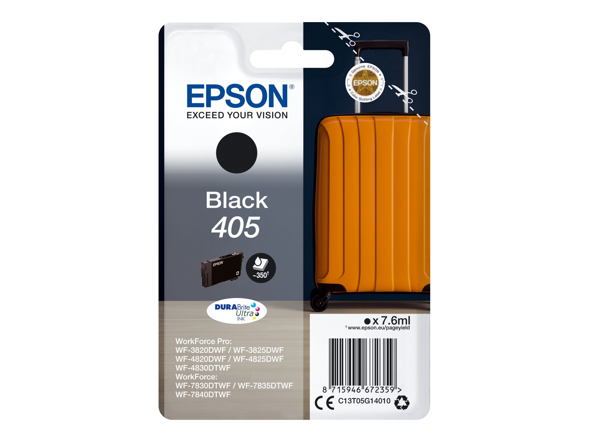 Epson 405 DURABrite Ultra tintes kasetne, melna