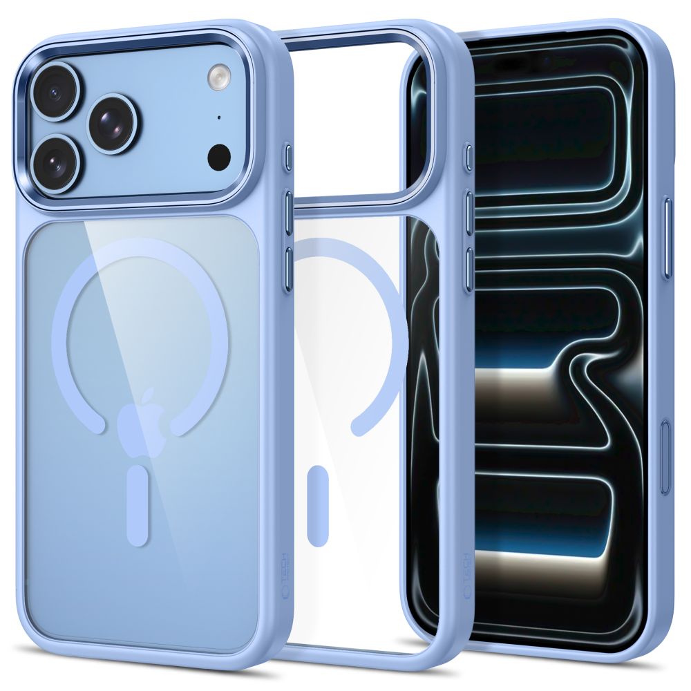 Tech-Protect Magmat MagSafe CC vāciņš modelim iPhone 17 Pro / 18 Pro – caurspīdīgi gaiši zils