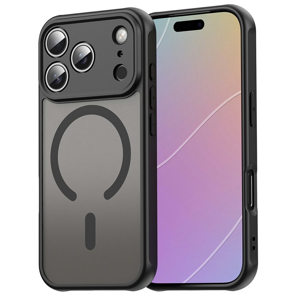 Melns magnētisks matēts PC un TPU vāciņš iPhone 18 Pro Max / 17 Pro Max, izturīgs pret kritieniem