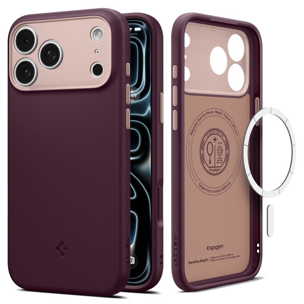 Spigen Nano Pop MagSafe  iPhone 18 Pro / 17 Pro vāciņš, tumšā ķiršu krāsā