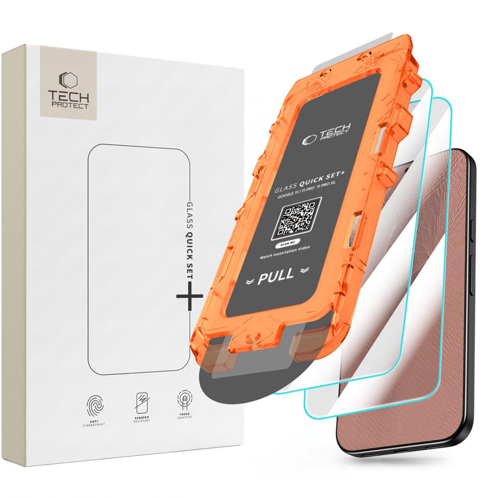 Tech-Protect Quick Set+ rūdīta stikla aizsargi modelim Google Pixel 9 Pro XL / 10 Pro XL / 11 Pro XL, 2 gab.