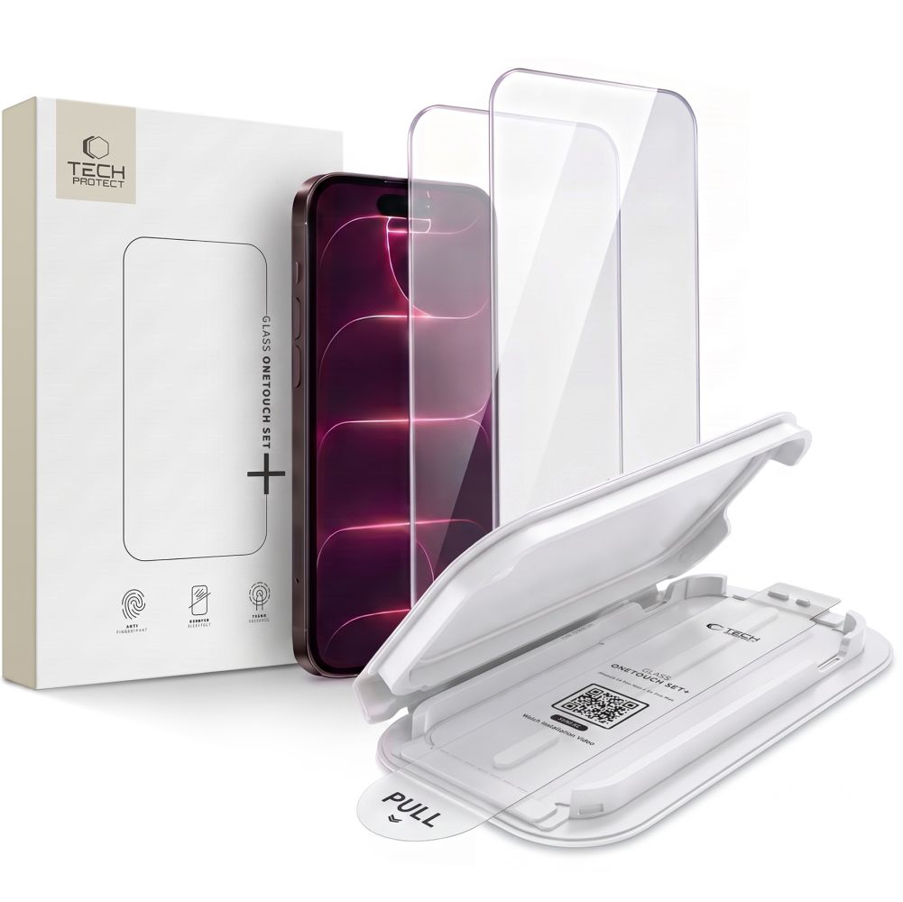 Tech-Protect OneTouch Set+ rūdīta stikla aizsargi modelim iPhone 18 Pro / 17 Pro, 2 gab.