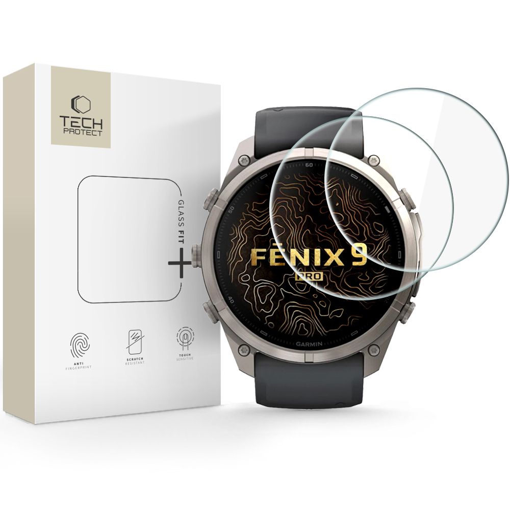 Tech-Protect Glass Fit+ rūdīta stikla aizsargi modelim Garmin Fenix 9 Pro 51 mm, 2 gab.