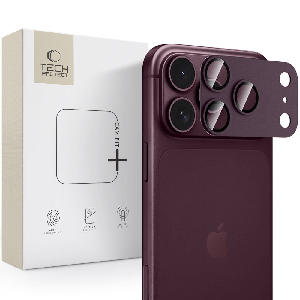 Tech-Protect Camfull Fit+ rūdīta stikla kameras aizsargs iPhone 18 Pro, bordo