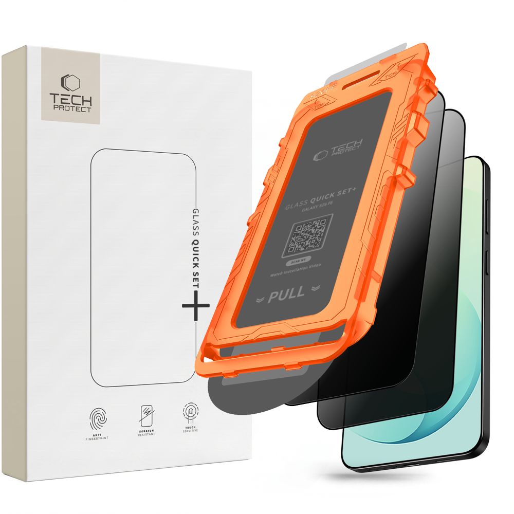Tech-Protect Quick Set Spy+ 2-Pack Privacy Tempered Glass for Samsung Galaxy S26 FE