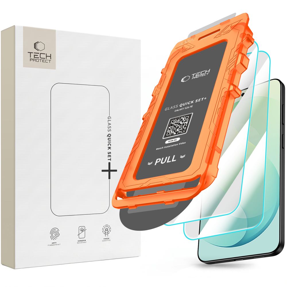 Tech-Protect Quick Set+ 2-Pack Tempered Glass for Samsung Galaxy S26 FE