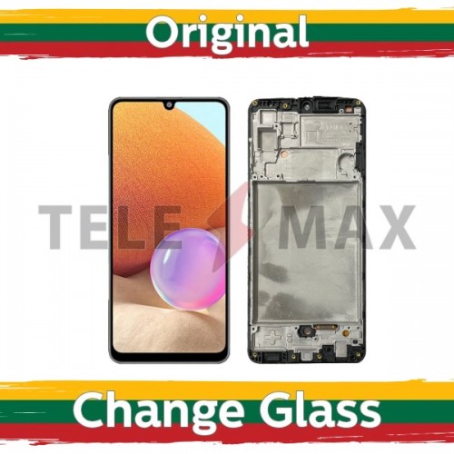 Oriģināls Samsung A325 Galaxy A32 4G LCD ekrāns ar rāmi, melns, Telemax atjaunots