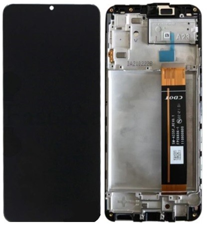 Oriģināls LCD ekrāns Samsung A235 A23 4G 2022 ar skārienpaneli un rāmi, melns (service pack)