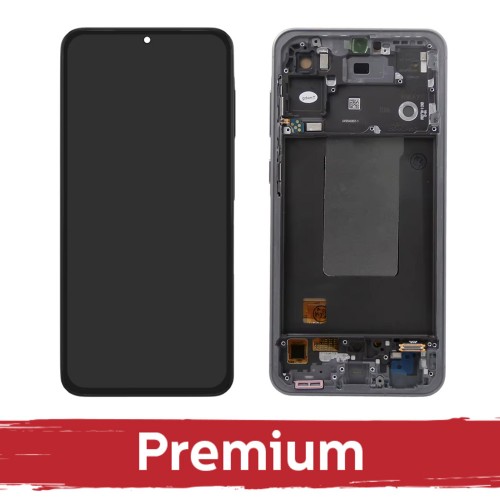 LCD ekrāns Samsung A566 A56 5G ar rāmi, Graphite (OEM)