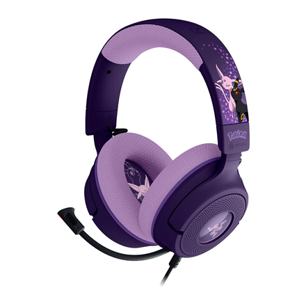 Vadu spēļu austiņas Razer Kraken V4 X ar mikrofonu un trokšņu samazināšanu, Espeon & Umbreon Edition